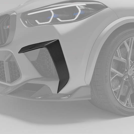 Revozport BMW X5M F95 PRE LCI Carbon Fiber Front Bumper Canards