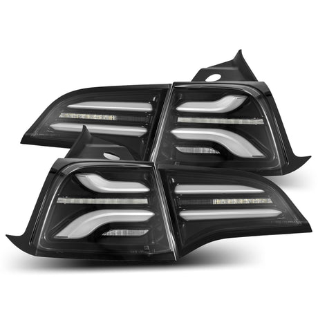 17-23 Tesla Model 3 / 20-24 Model Y (Without Stock Amber Turn Signal) PRO-Series LED Tail Lights Jet Black | AlphaRex