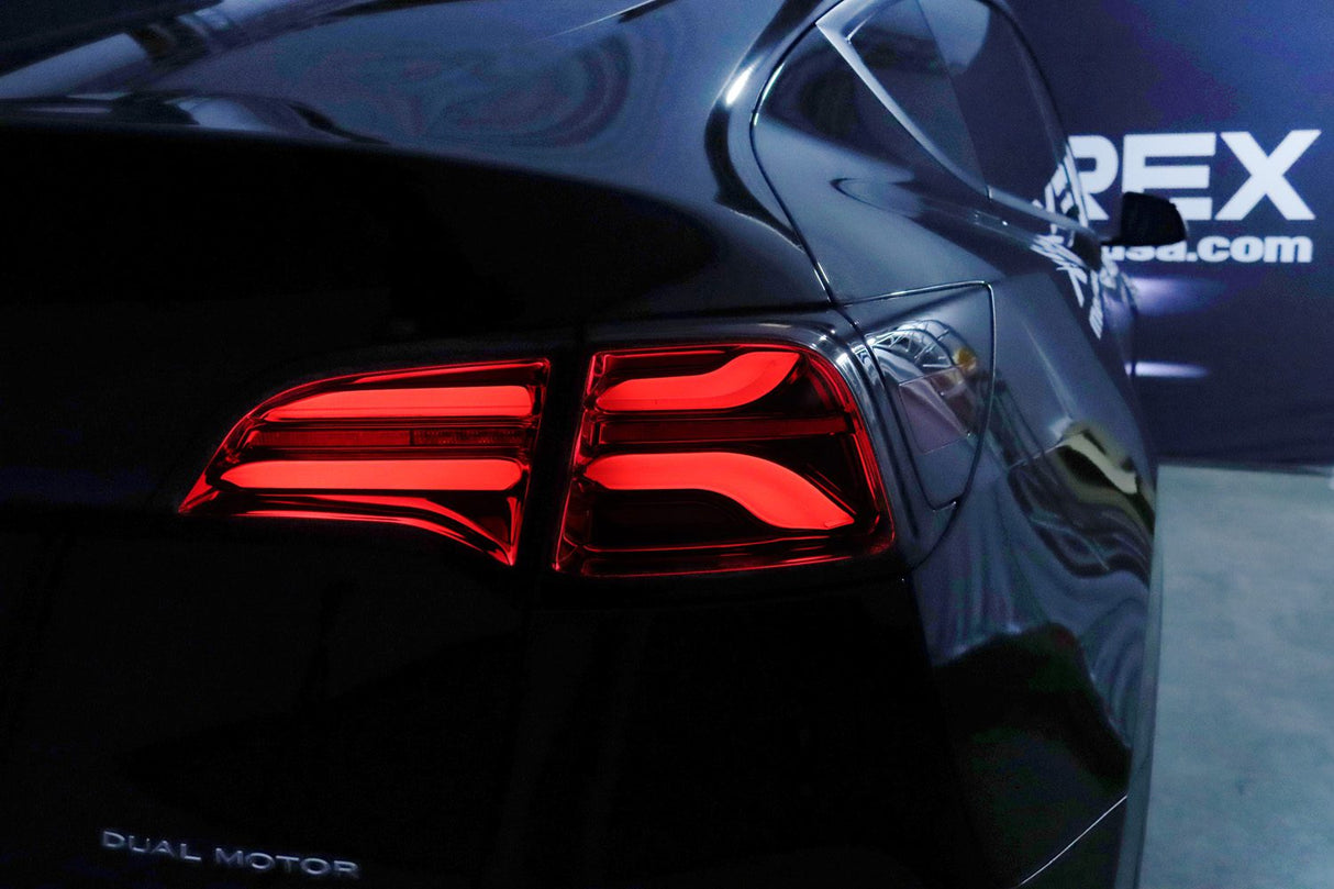 17-23 Tesla Model 3 / 20-24 Model Y (Without Stock Amber Turn Signal) PRO-Series LED Tail Lights Jet Black | AlphaRex