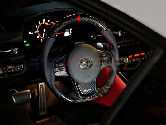 Rexpeed Carbon Fibre Leather Steering Wheel Matte for Toyota Supra