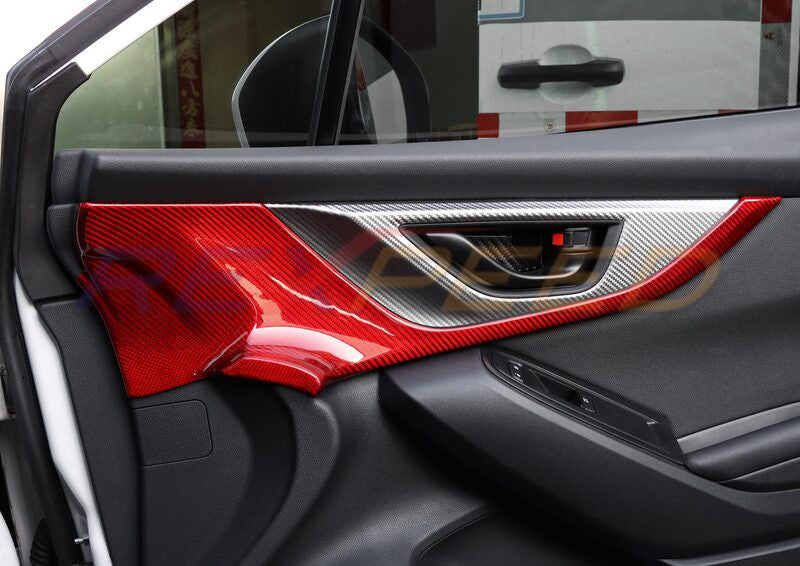 Rexpeed Dry Carbon Front Door Inner Trim Red for Subaru WRX