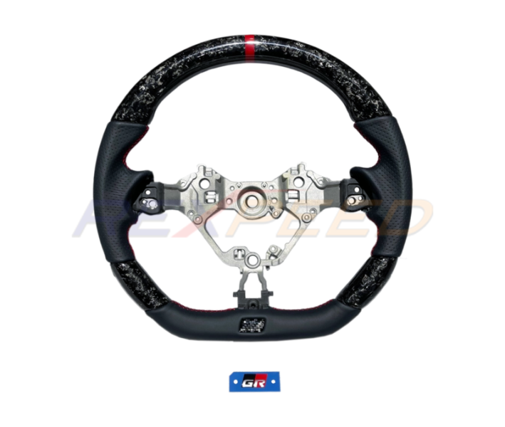 Rexpeed Forged Carbon Steering Wheel Black Leather Gloss GR86 BRZ