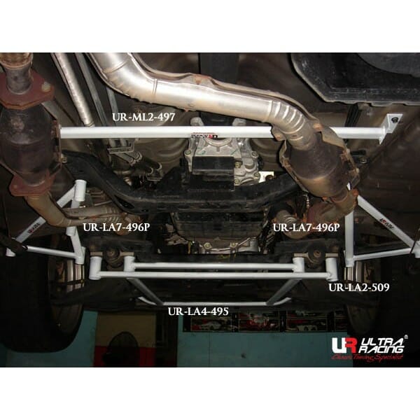 Ultra Racing Nissan Elgrand (E51) 3.5 V6 4WD 02-10 UltraRacing 2-Point Mid Lower Brace (497) UR-ML2-497
