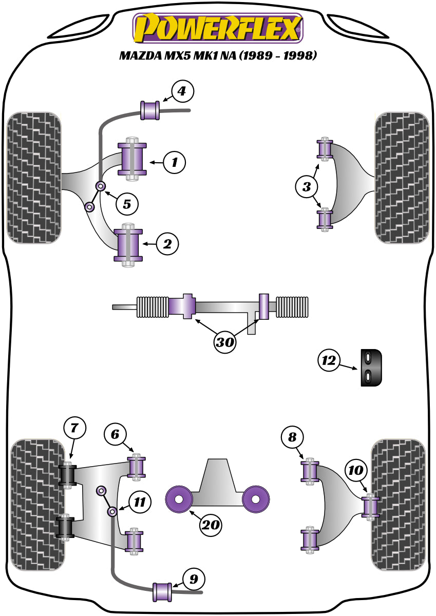 Powerflex diagram for the MX-5, Miata, Eunos Mk1 NA: this part is position 30