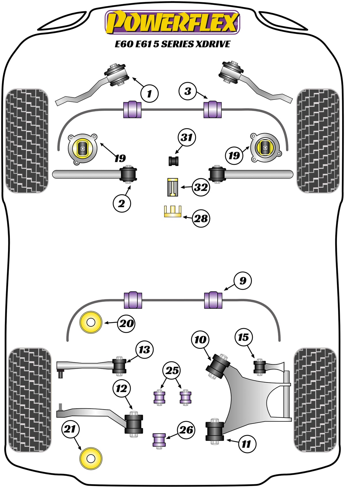 Powerflex diagram for the 5 Series E60/E61 xDrive: this part is position 3