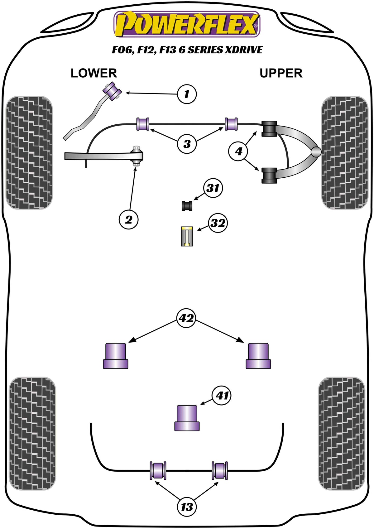 Powerflex diagram for the 6 Series F06 Sedan / F12 Convertible / F13 Coupe xDrive: this part is position 2
