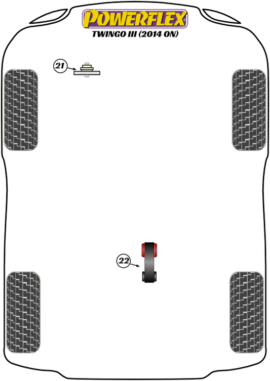 Powerflex diagram for the Twingo III: this part is position 22
