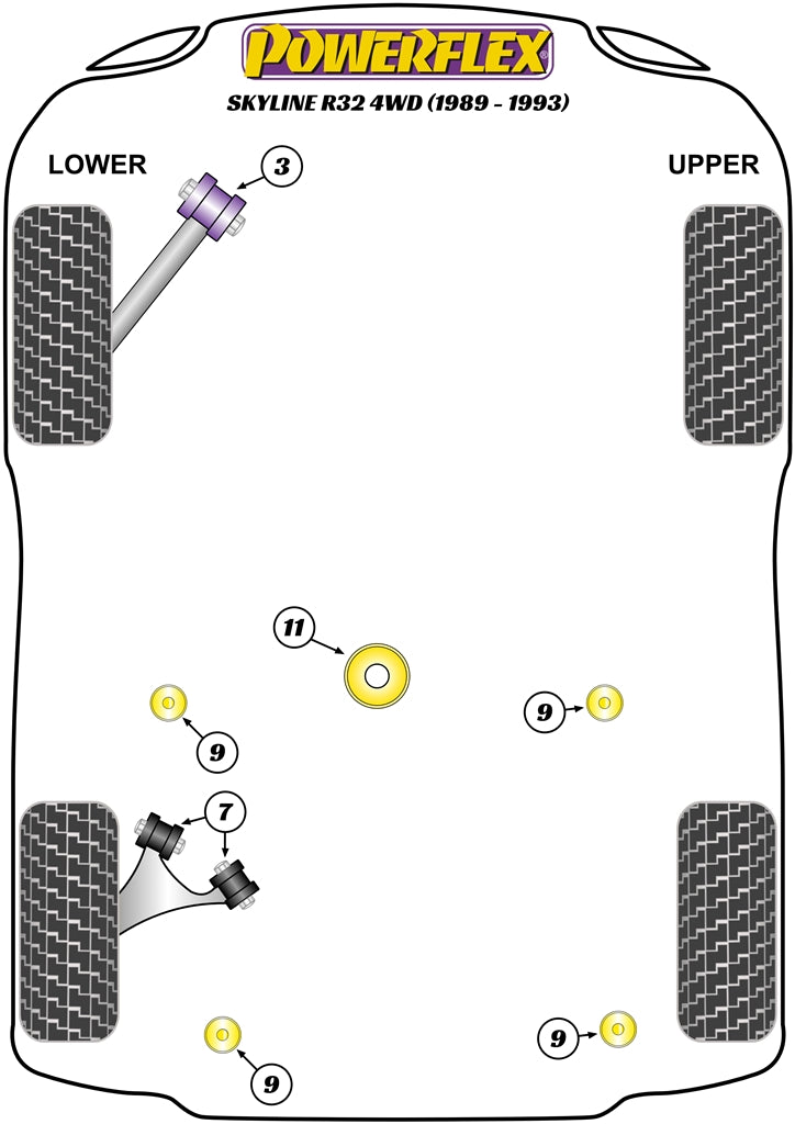 Powerflex diagram for the Skyline R32 4WD Incl. GT-R & GTS-4: this part is position 7