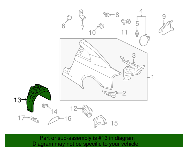 OEM Nissan GTR Wheel Arch Liner | PN - 76748-6AV0A | 2017-2022