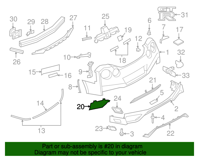OEM Nissan Rear Bumper Guard | PN - 85064-6AV0A | GTR 2017-2022