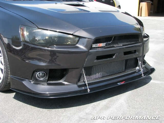 APR Carbon Fiber Wind Splitter With Rods - Mitsubishi Evo 10 With Factory Aero Lip 2008 - 2016