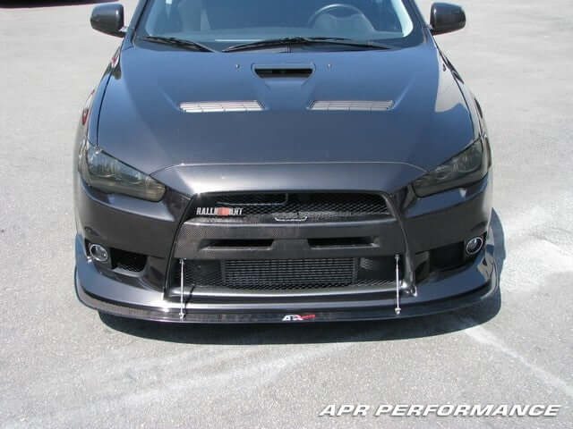 APR Carbon Fiber Wind Splitter With Rods - Mitsubishi Evo 10 With Factory Aero Lip 2008 - 2016