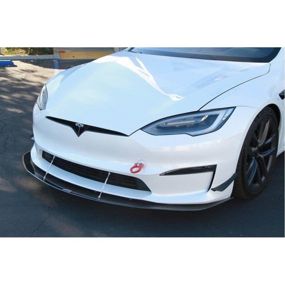 APR Carbon Fiber Wind Splitter With Rods - Tesla Model S Plaid 2021 - UP FD Racing