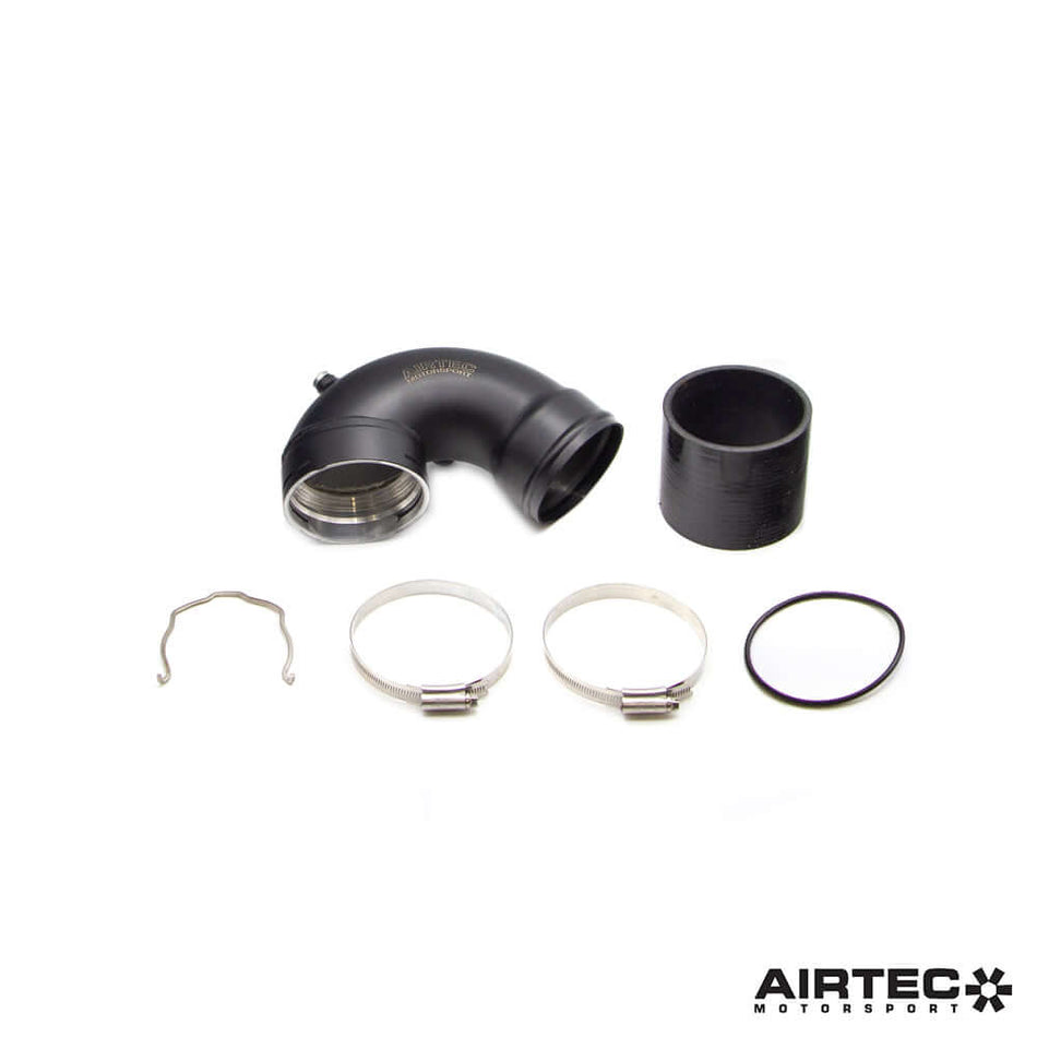 Detailed frontal view of the AIRTEC Motorsport J Pipe for BMW M2C, M3, M4