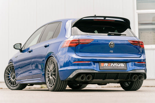 Remus Cat-Back Exhaust VW Golf 8 R | 4x 115mm Black Chrome Engraved