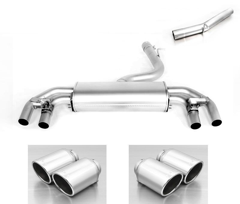GPF Back System for the Golf VII R 4motion 4x 102mm Black Chrome Rolled Edge Tips