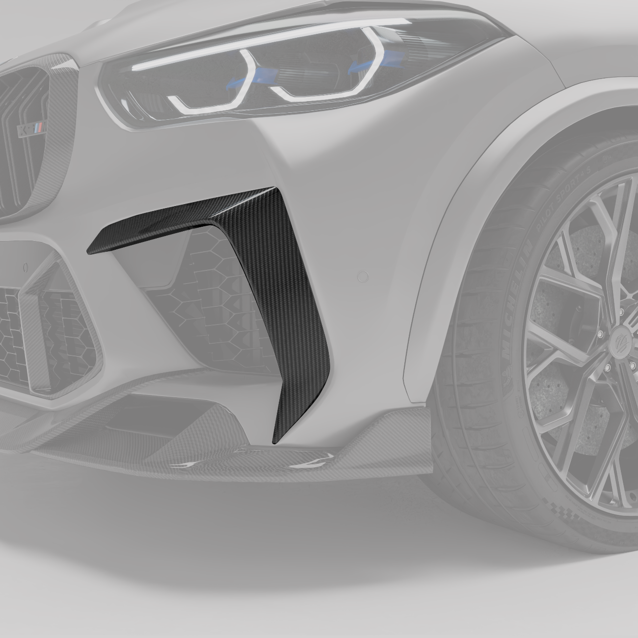 Revozport BMW X5M F95 PRE LCI Carbon Fiber Front Bumper Canards