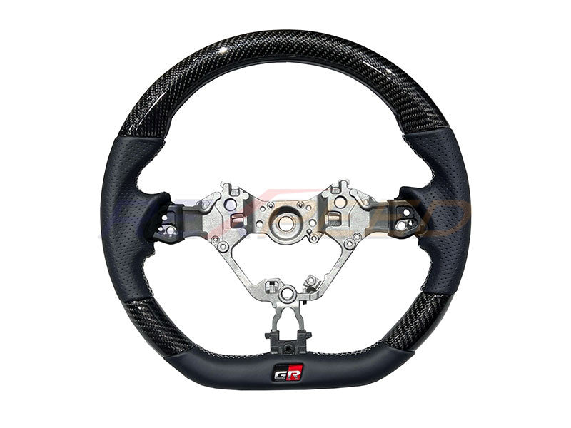 Rexpeed Carbon Fibre Steering Wheel Black Leather Gloss for GR86 BRZ