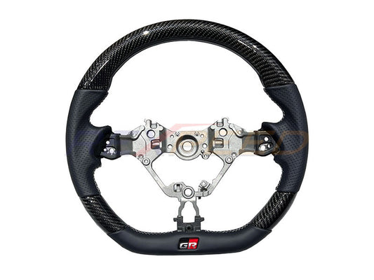 Rexpeed Carbon Fibre Steering Wheel Black Leather Gloss for GR86 BRZ