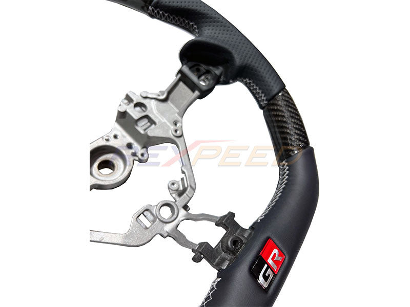 Rexpeed Carbon Fibre Steering Wheel Black Leather Gloss for GR86 BRZ