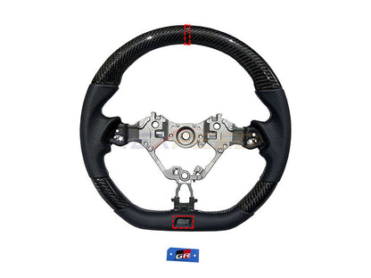 Rexpeed Carbon Fibre Steering Wheel Black Leather Gloss for GR86 BRZ