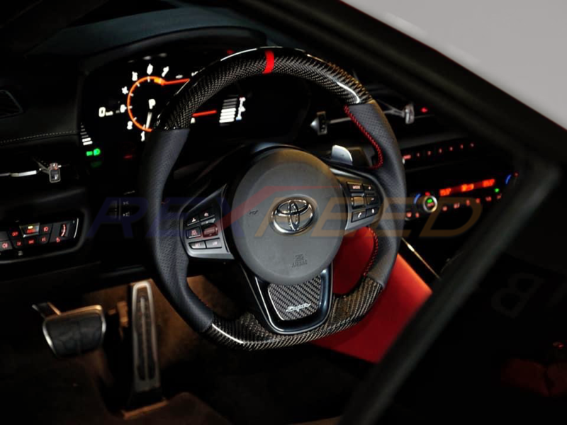 Rexpeed Carbon Fibre Leather Steering Wheel Matte for Toyota Supra