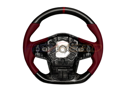 Rexpeed Carbon Fibre Steering Wheel Red Leather Gloss for Toyota Supra