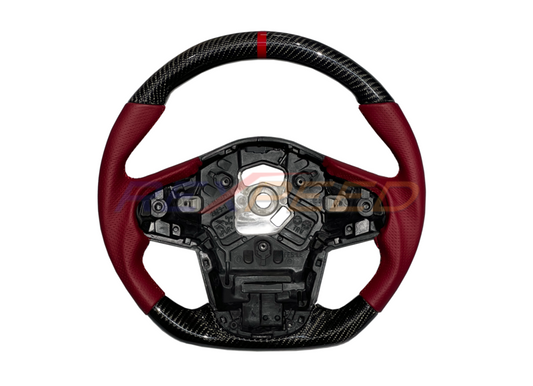 Rexpeed Carbon Fibre Steering Wheel Red Leather Gloss for Toyota Supra