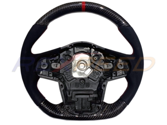 Rexpeed Carbon Fibre Steering Wheel Red Suede Gloss for Toyota Supra