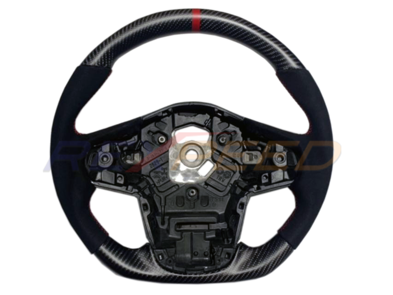 Rexpeed Carbon Fibre Steering Wheel Red Suede Gloss for Toyota Supra