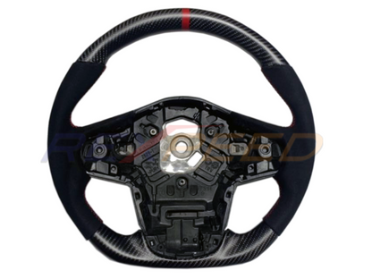 Rexpeed Carbon Fibre Steering Wheel Red Suede Matte for Toyota Supra
