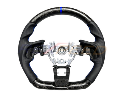 Rexpeed Forged Carbon Steering Wheel Gloss Black Leather for Subaru WR