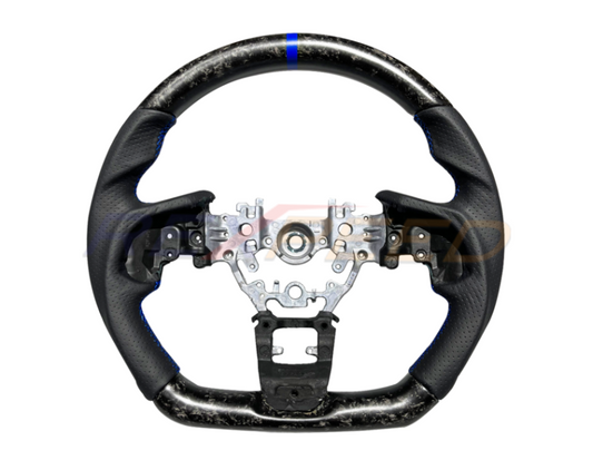 Rexpeed Forged Carbon Steering Wheel Gloss Black Leather for Subaru WR