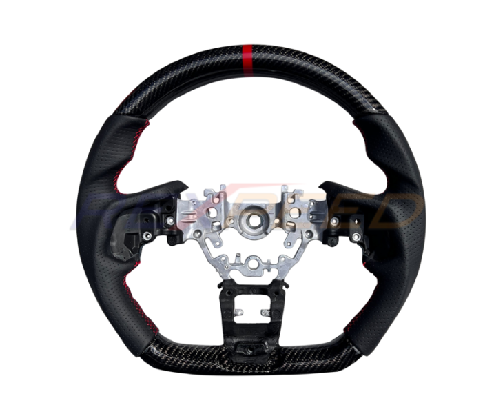 Rexpeed Carbon Fibre Steering Wheel Gloss Black Leather for Subaru WRX