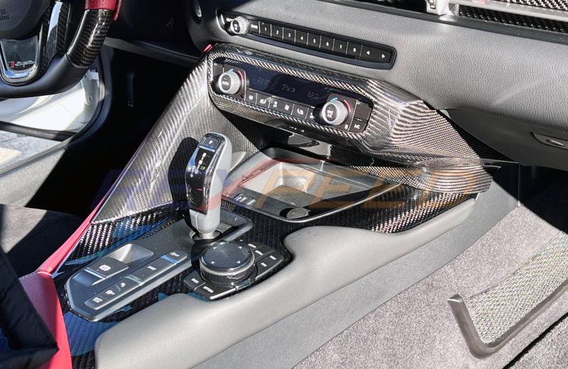 Rexpeed Dry Carbon Center Console Covers Gloss (2pcs) for Toyota Supra
