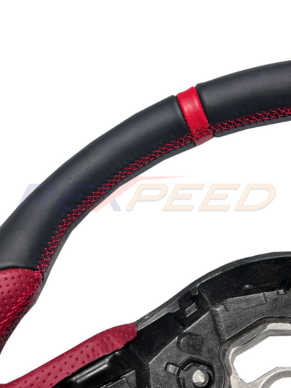 Rexpeed Supra GR Black+Red Leather Steering Wheel for Toyota