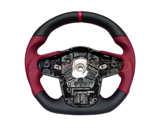 Rexpeed Supra GR Black+Red Leather Steering Wheel for Toyota