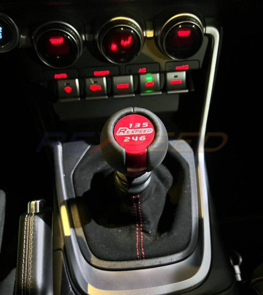 Rexpeed GR86 / BRZ 2022+ Black Leather Aluminium Shift Knob - Red
