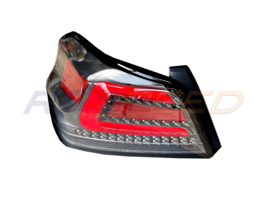 Rexpeed V1 Tail Lights Smoky Black Lens + White Tubes for WRX / STI