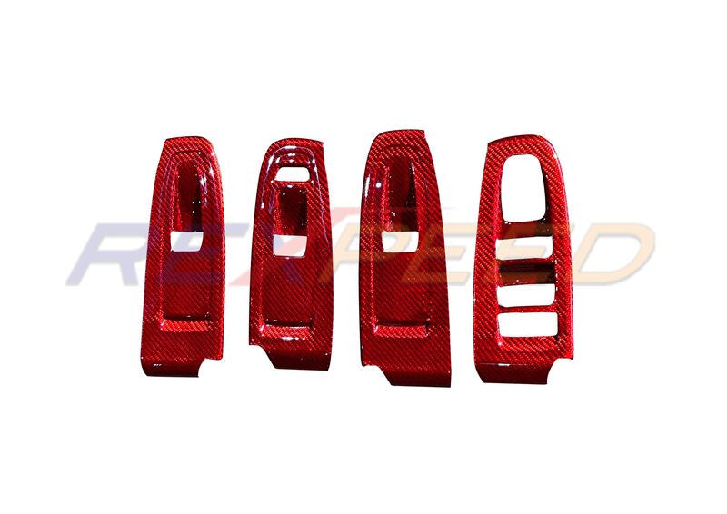 Rexpeed Dry Carbon Window Switch Panel Cover Red for Subaru WRX