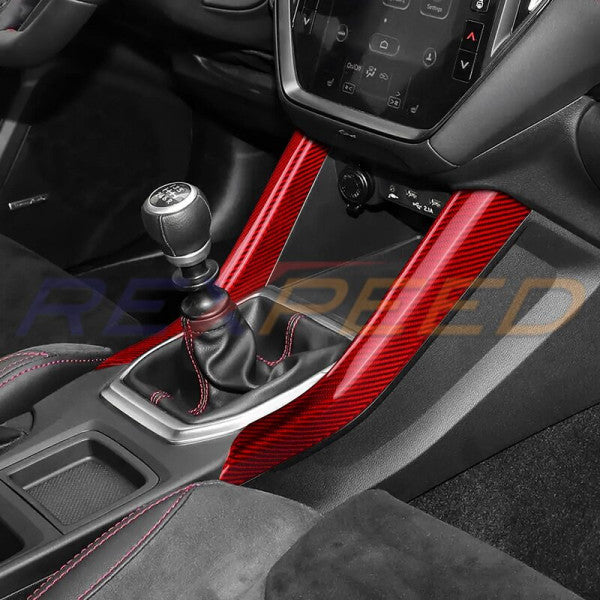 Rexpeed Dry Carbon Gearshift Side Covers Red MT for Subaru WRX