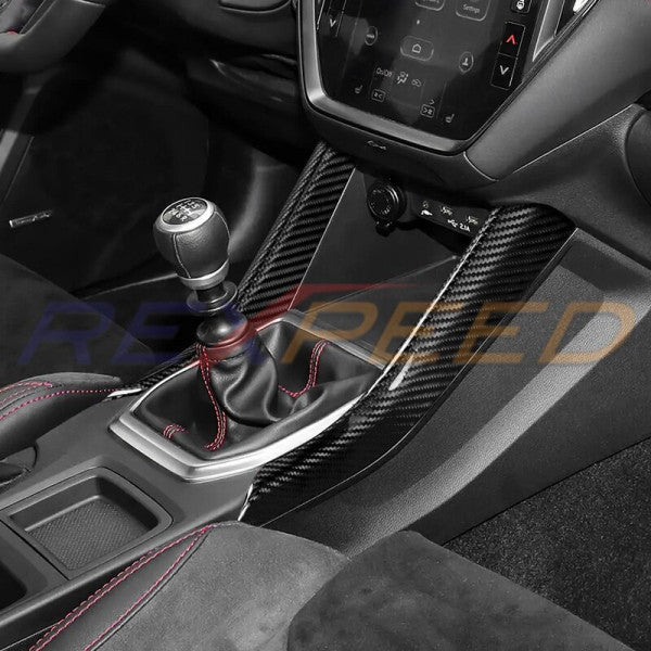 Rexpeed Dry Carbon Gearshift Side Covers Red MT for Subaru WRX