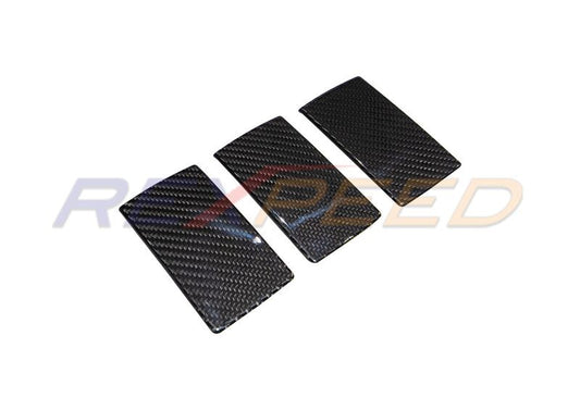 Rexpeed Dry Carbon Rear Seat Button Cover Red for Subaru WRX