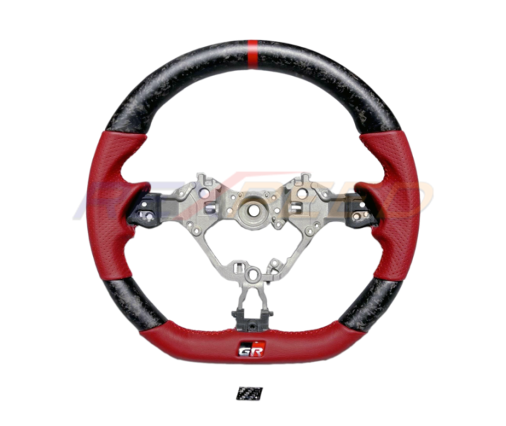 Rexpeed Forged Carbon Red Leather Steering Wheel Matte for GR86/BRZ