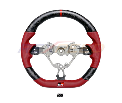 Rexpeed Forged Carbon Red Leather Steering Wheel Matte for GR86/BRZ