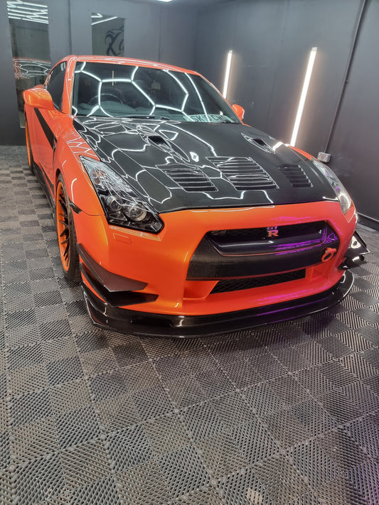 CARBON FIBRE FRONT GRILLE COVER FOR 2009-2011 NISSAN GT-R