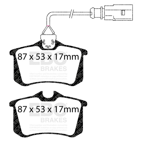 EBC Redstuff 3000 Series Sport Brake Pad Set (DP31522C) Image 1