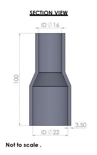 Silicon Hoses 22-16mm Straight Reducer Silicone Hose (FMS22-16) - photo 3