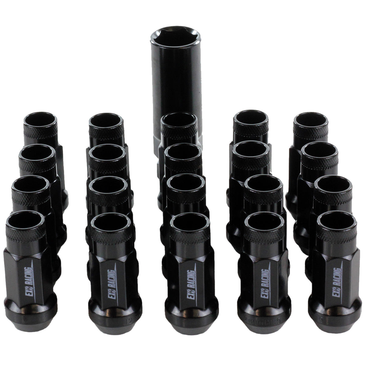 20 x Exoracing Wheel Nuts Forged Steel or Aluminium - Forged Steel / Black / M12x1.5