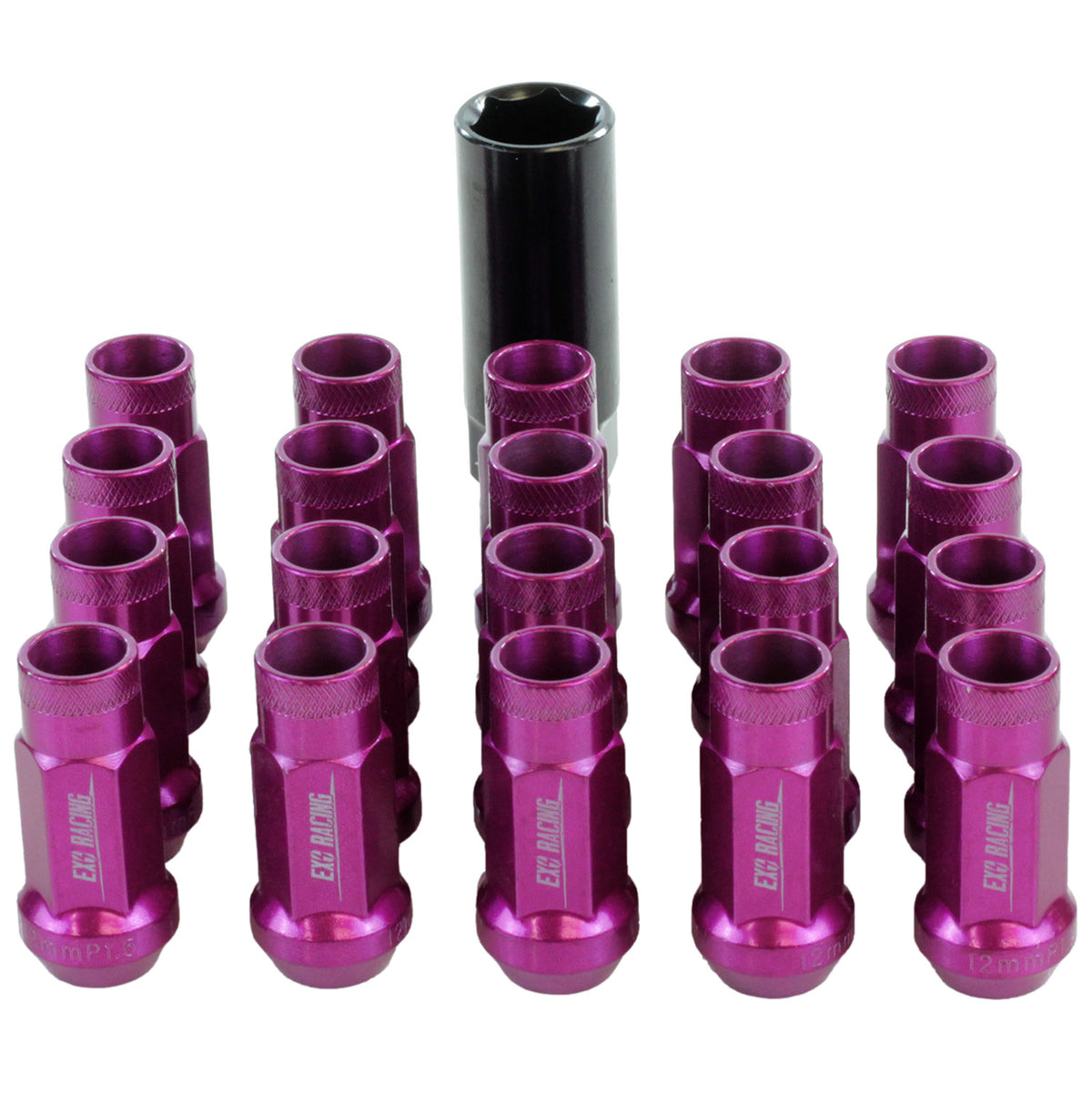 20 x Exoracing Wheel Nuts Forged Steel or Aluminium - Forged Steel / Purple / M12x1.25